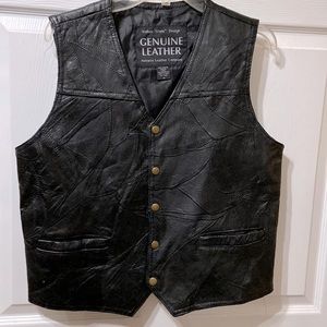 Vtg 70's Italian Stone Motorcycle Vest Black Leather Patchwork